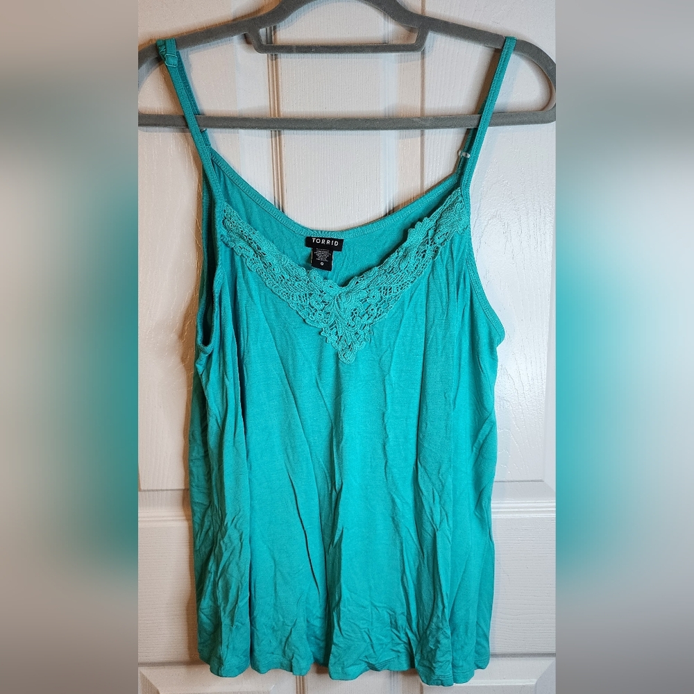 Torrid Teal Embroidery Trimmed Cami Top